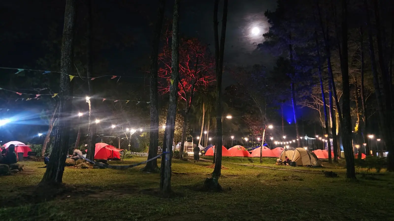 Suasana camping malam di Kalisawah Adventure